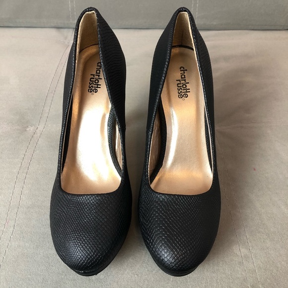 Charlotte Russe black textured platform heels - Picture 4 of 8